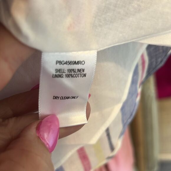 Parker Whitney Blue Striped Bow Front Linen Cami - Picture 6 of 7